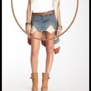 Blue Tire Swing cut-off distressed denim skirt